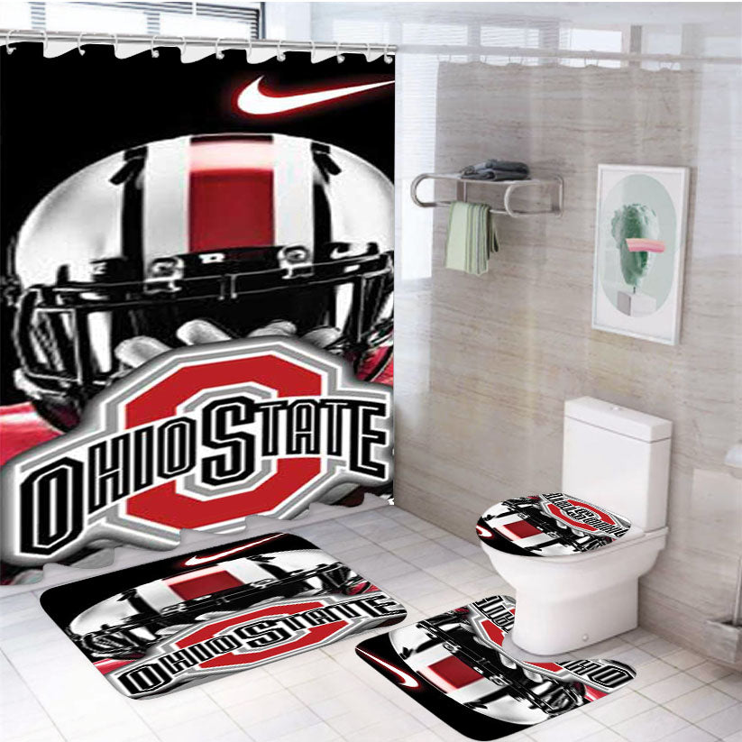 Ohio State Player Logo Nike 4Pcs Bathroom Set Shower Curtain
