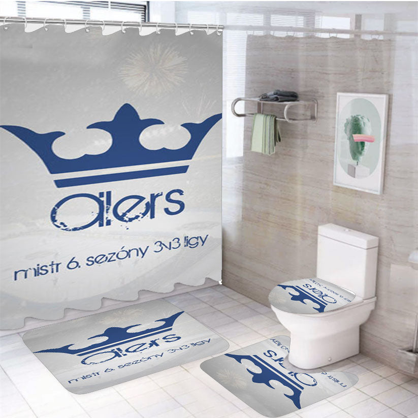 Oilers 4Pcs Bathroom Set Shower Curtain