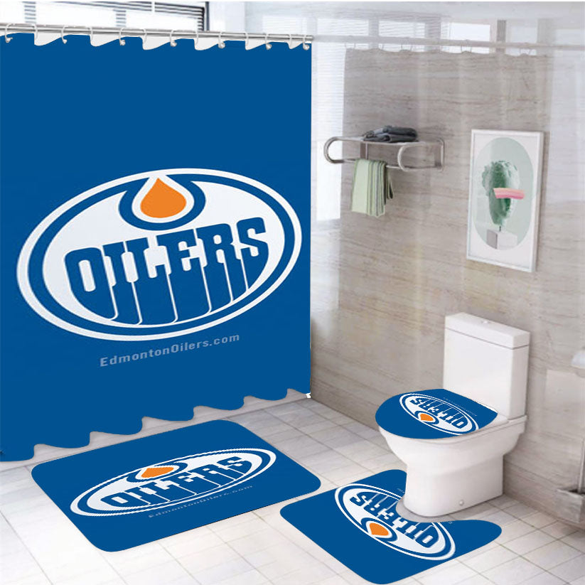 Oilers Logo 4Pcs Bathroom Set Shower Curtain
