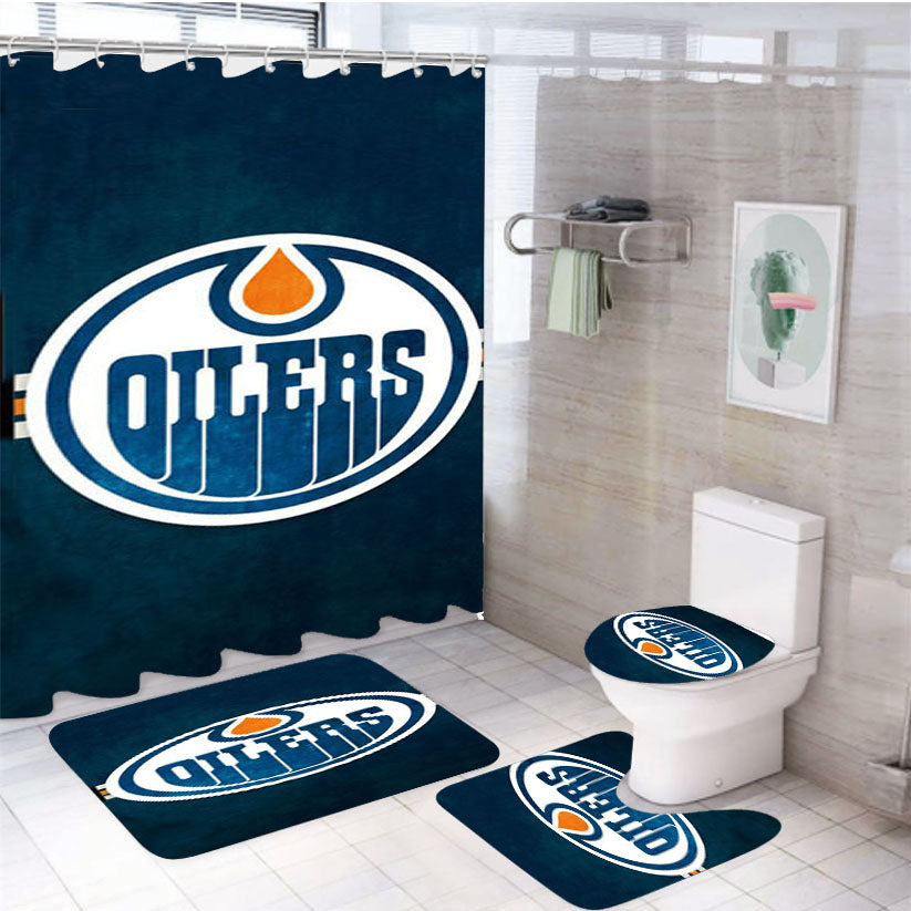 Oilers New Logo 4Pcs Bathroom Set Shower Curtain