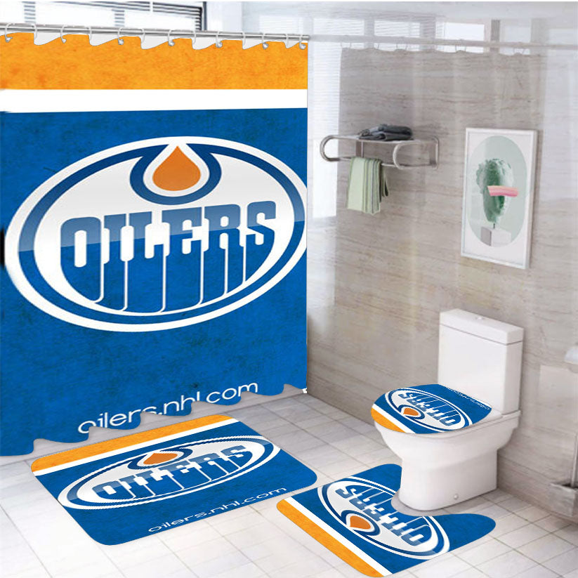 Oilers Symbol 4Pcs Bathroom Set Shower Curtain