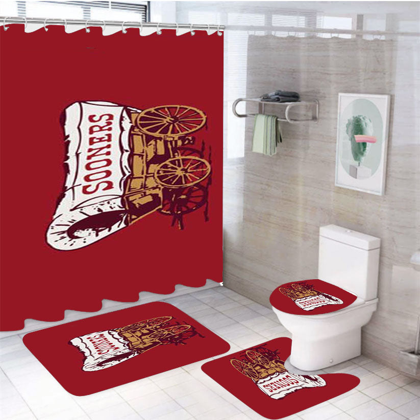 Ok Sooners Wagon Logo 4Pcs Bathroom Set Shower Curtain