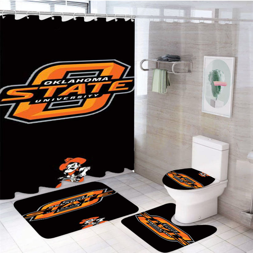Ok State Logos 4Pcs Bathroom Set Shower Curtain