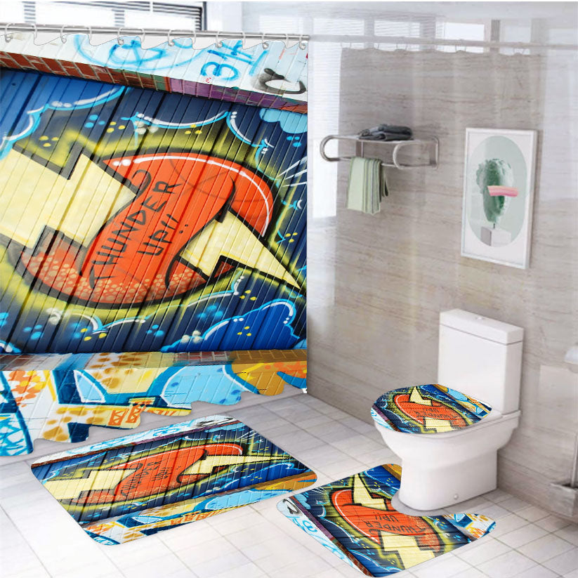 Okc Thunder Graffiti 4Pcs Bathroom Set Shower Curtain