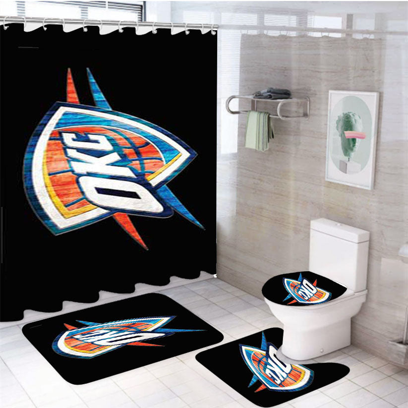 Okc Thunder Logo Shield 4Pcs Bathroom Set Shower Curtain