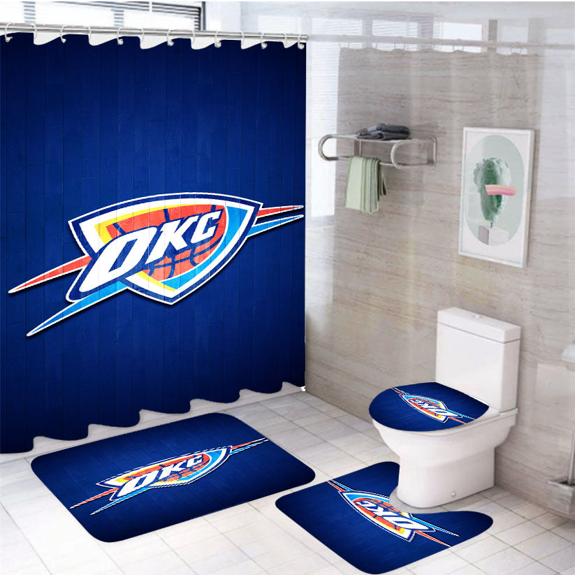 Oklahoma City Thunder Hardwood 4Pcs Bathroom Set Shower Curtain