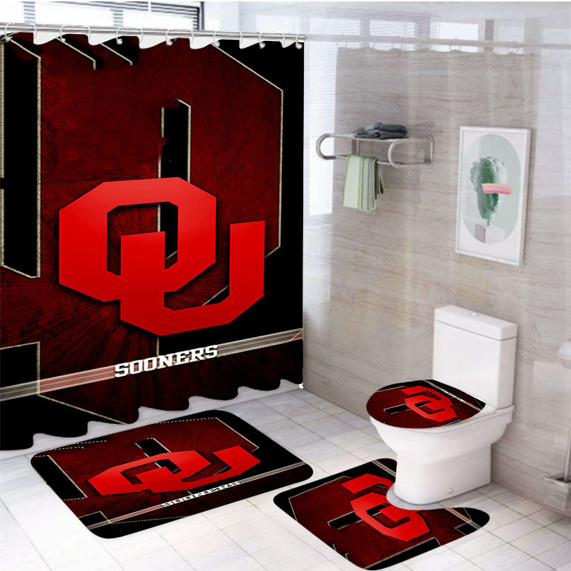 Oklahoma Sooners 4 4Pcs Bathroom Set Shower Curtain