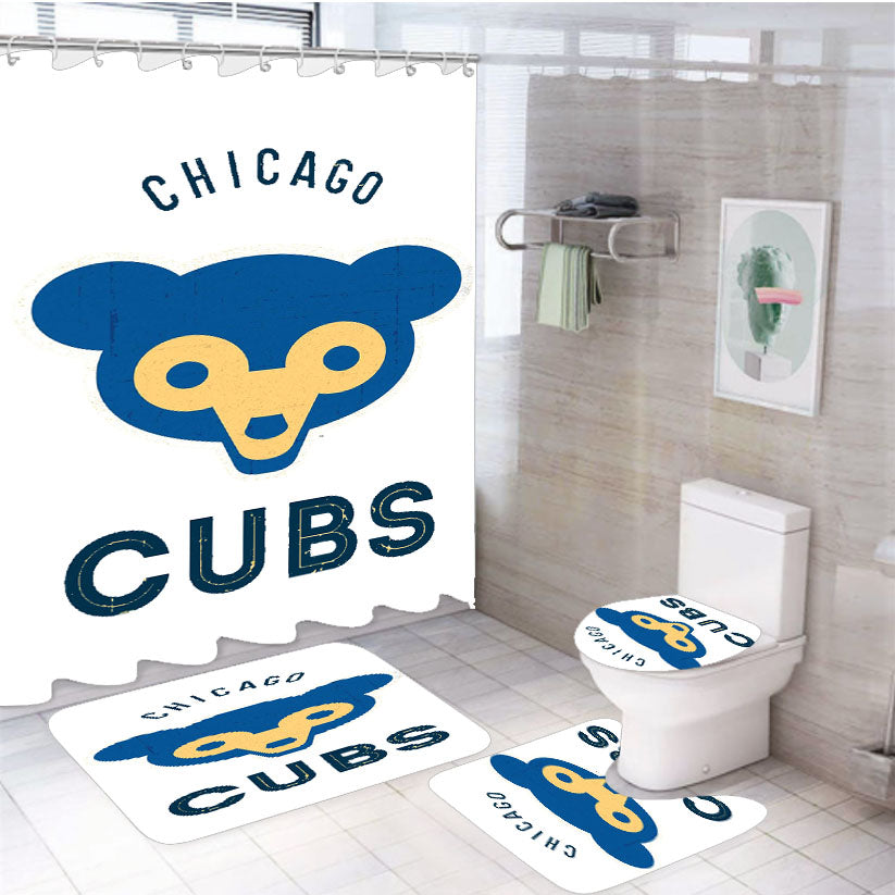 Old Chicago Cubs Logo 4Pcs Bathroom Set Shower Curtain