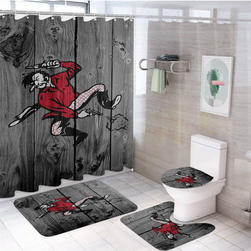 Old San Francisco 49Ers Nfl Logo Dark Wood Wallpaper 4Pcs Bathroom Set Shower Curtain