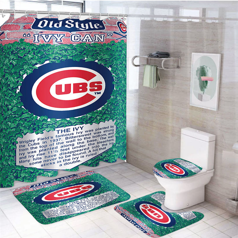 Old Style Chicago Cubs Beer 4Pcs Bathroom Set Shower Curtain