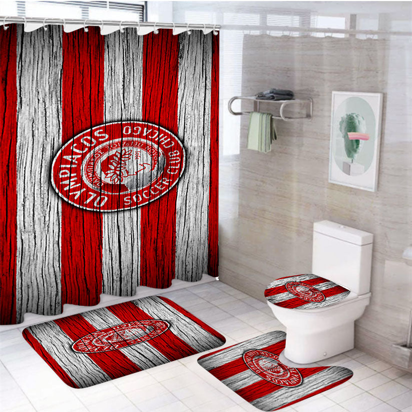 Olympiacos Soccer Club Chicago Flag 4Pcs Bathroom Set Shower Curtain