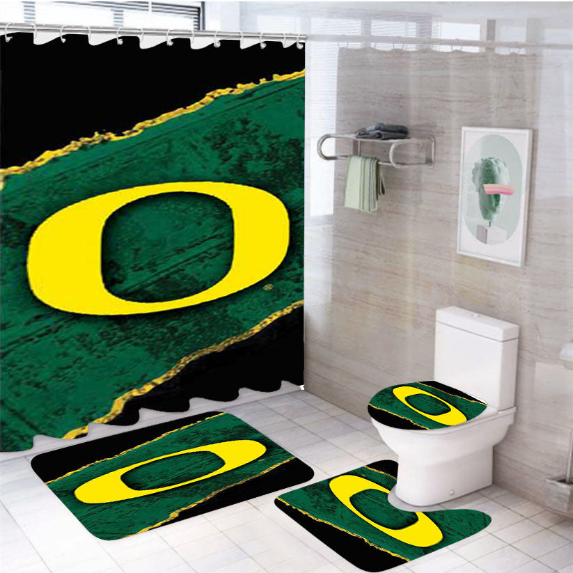 Oregon Ducks Green Strip 4Pcs Bathroom Set Shower Curtain