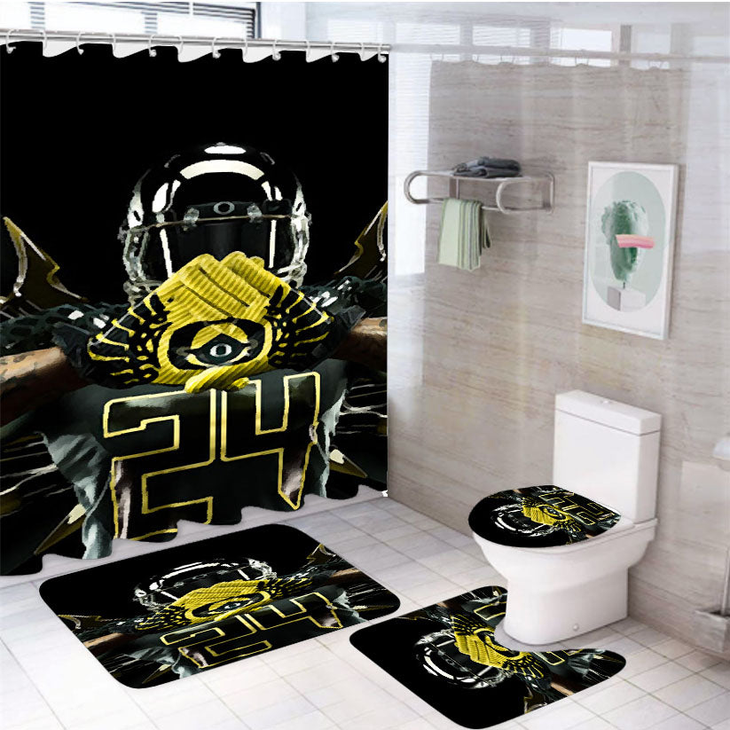 Oregon Ducks Jersey Poster 4Pcs Bathroom Set Shower Curtain
