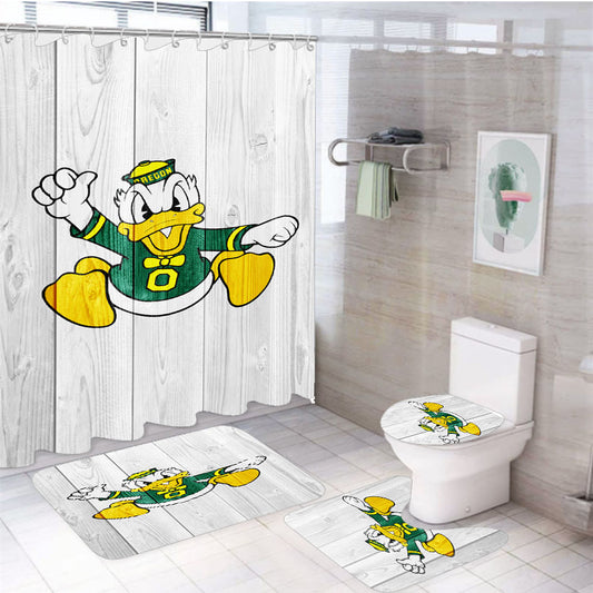 Oregon Ducks University Nfl Logo White3 4Pcs Bathroom Set Shower Curtain