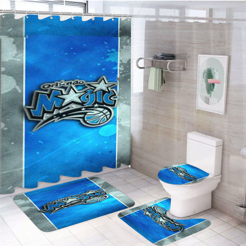 Orlando Magic Basketball Splatter 4Pcs Bathroom Set Shower Curtain