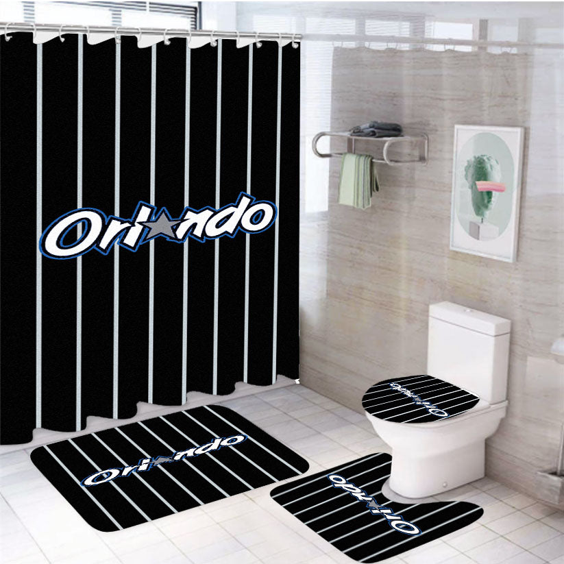 Orlando Magic Logo Stripe 4Pcs Bathroom Set Shower Curtain