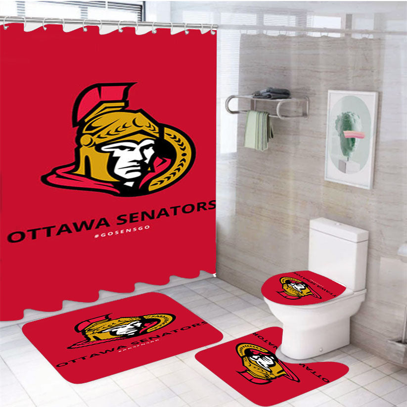Ottawa Predators Red 4Pcs Bathroom Set Shower Curtain
