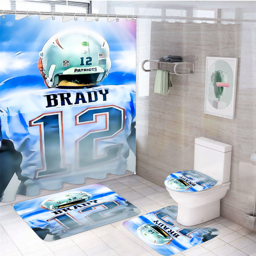 Patriots Super Bowl Wallpaper Li Wallpaper Brady 4Pcs Bathroom Set Shower Curtain