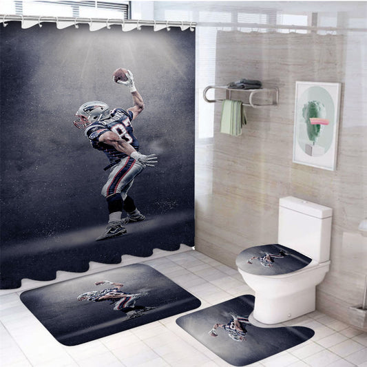 Patriots Super Bowl Wallpaper Li Wallpaper Touchdown 4Pcs Bathroom Set Shower Curtain