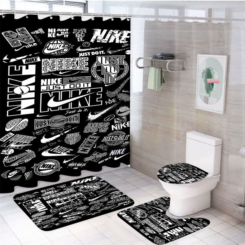 Pattern Basketball Just Do It Nike Style 4Pcs Bathroom Set Shower Curtain