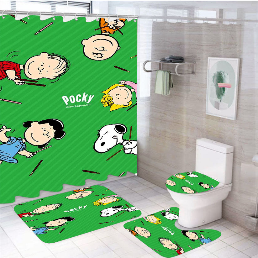 Peanuts Movie Pocky 4Pcs Bathroom Set Shower Curtain