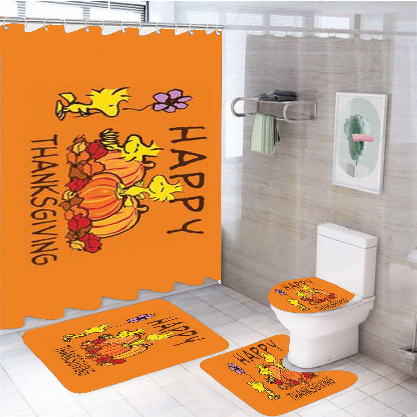Peanuts Thanksgiving Woodstock 4Pcs Bathroom Set Shower Curtain