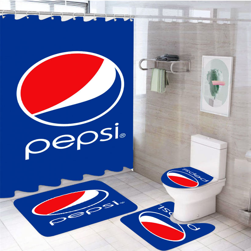 Pepsi Emblem 4Pcs Bathroom Set Shower Curtain