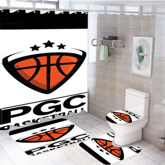 Pgc Basketball 4Pcs Bathroom Set Shower Curtain