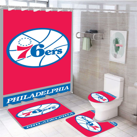 Philadelphia 76Ers 4Pcs Bathroom Set Shower Curtain