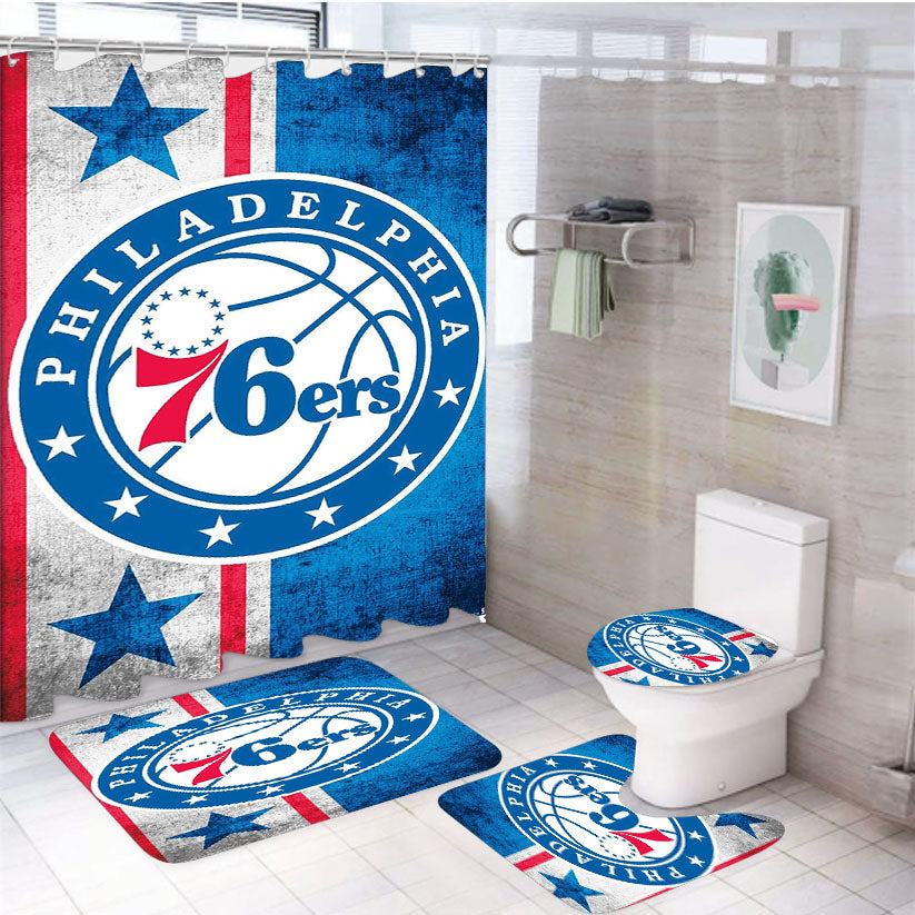 Philadelphia 76Ers Logo Flag 4Pcs Bathroom Set Shower Curtain