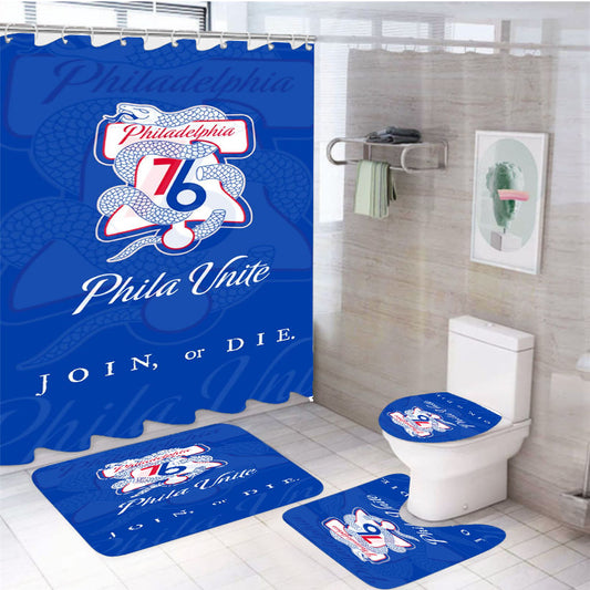 Philadelphia 76Ers Snake Logo Phila United 4Pcs Bathroom Set Shower Curtain