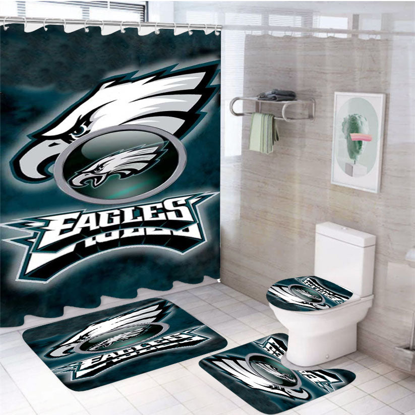 Philadelphia Eagles Club 4Pcs Bathroom Set Shower Curtain
