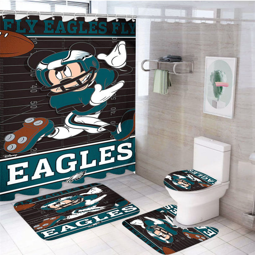 Philadelphia Eagles Disney Mickey Mouse 4Pcs Bathroom Set Shower Curtain