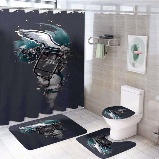 Philadelphia Eagles Helmets 4Pcs Bathroom Set Shower Curtain
