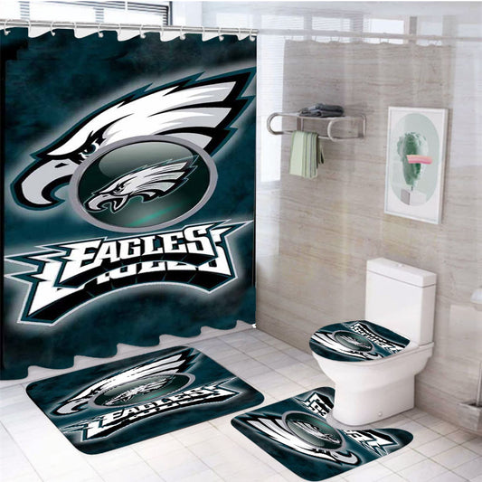 Philadelphia Eagles Logo Nfl 4Pcs Bathroom Set Shower Curtain