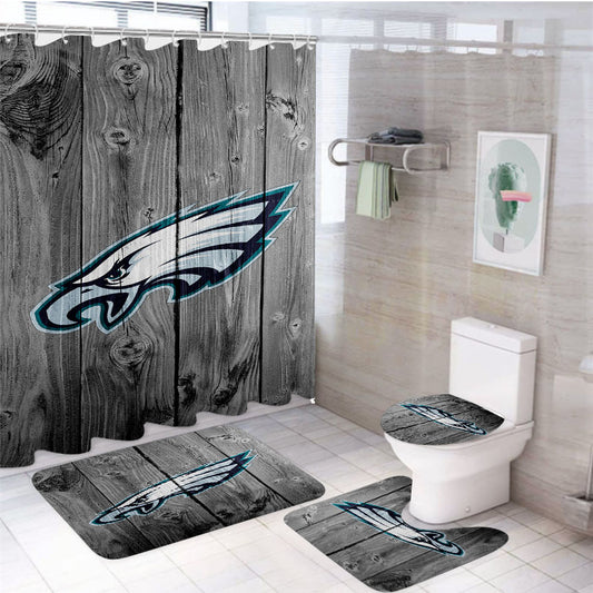 Philadelphia Eagles Nfl Logo Dark 4Pcs Bathroom Set Shower Curtain
