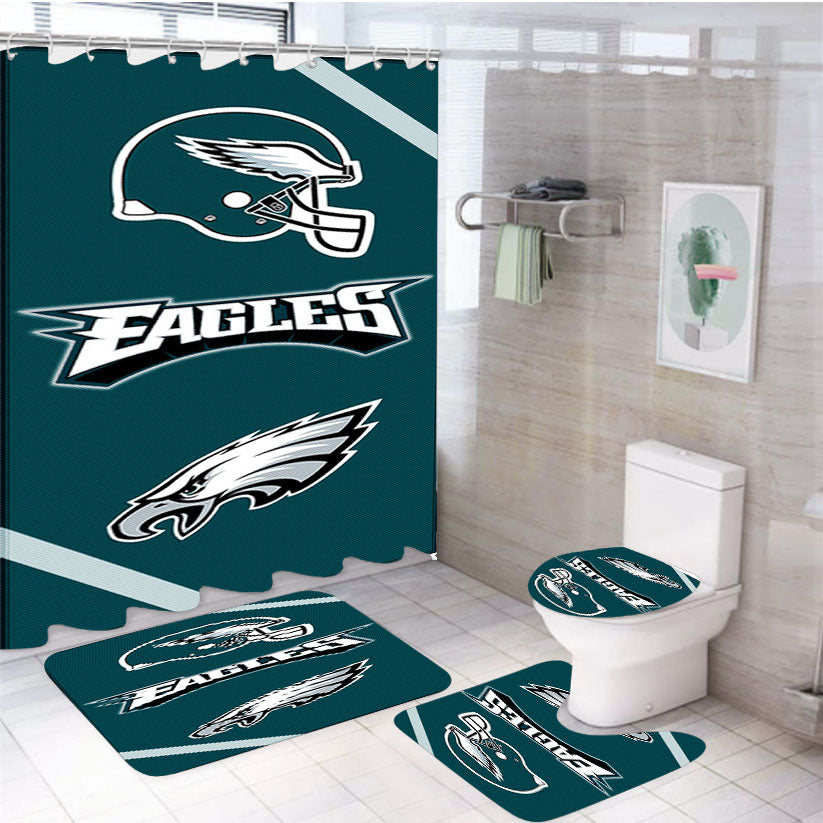 Philadelphia Eagles Wallpaper 4Pcs Bathroom Set Shower Curtain