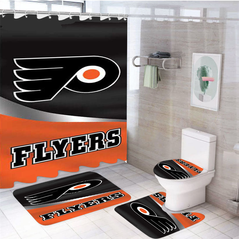 Philadelphia Flyers Cloth Logo 4Pcs Bathroom Set Shower Curtain