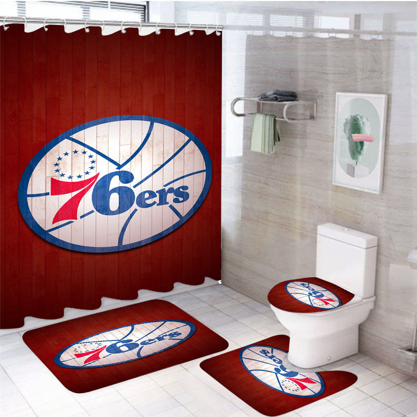 Philadelphia Hardwood 4Pcs Bathroom Set Shower Curtain