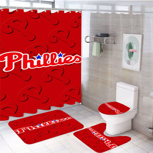 Philadelphia Phillies Cover 4Pcs Bathroom Set Shower Curtain