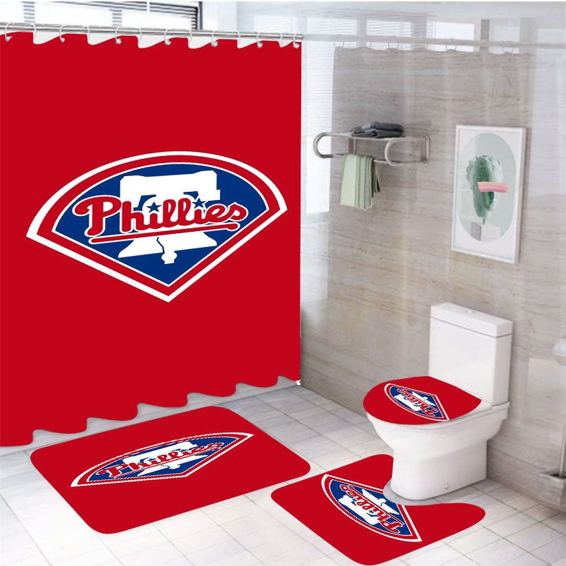 Philadelphia Phillies Logo 4Pcs Bathroom Set Shower Curtain