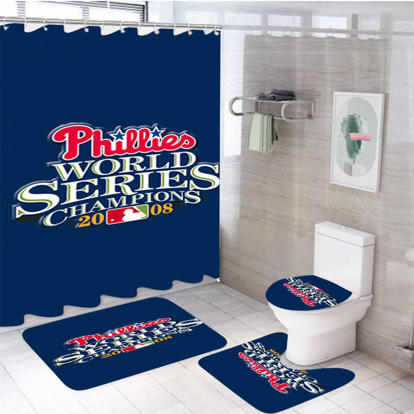 Philadelphia Phillies World Series 4Pcs Bathroom Set Shower Curtain