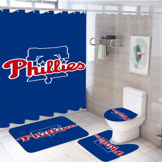Phillies Logo 4Pcs Bathroom Set Shower Curtain