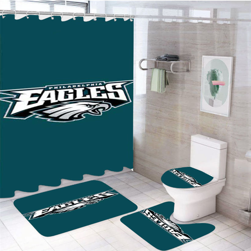 Philly Eagles Logo On Green 4Pcs Bathroom Set Shower Curtain