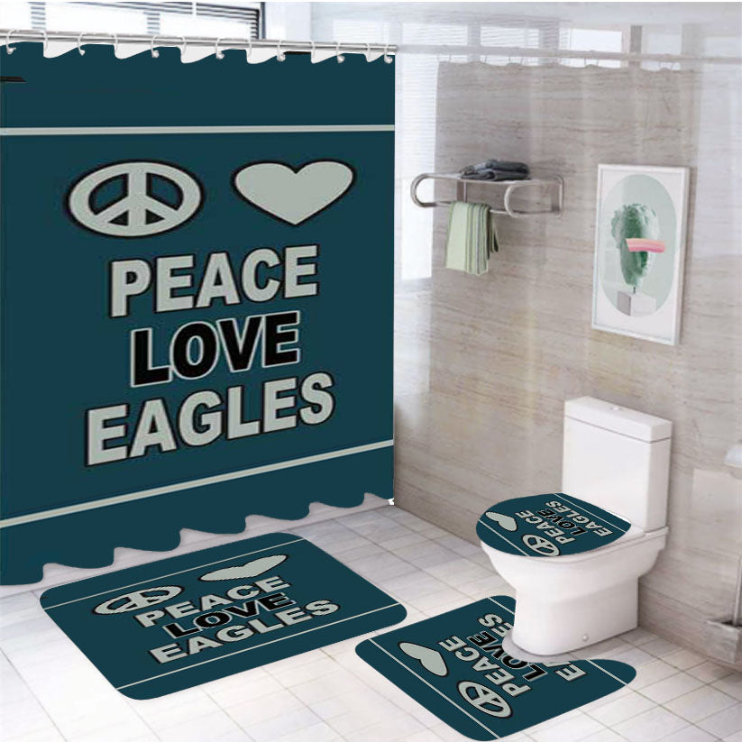 Philly Eagles Peace Love 4Pcs Bathroom Set Shower Curtain