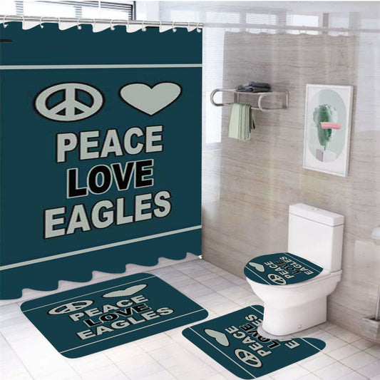Philly Eagles Peace Love 4Pcs Bathroom Set Shower Curtain