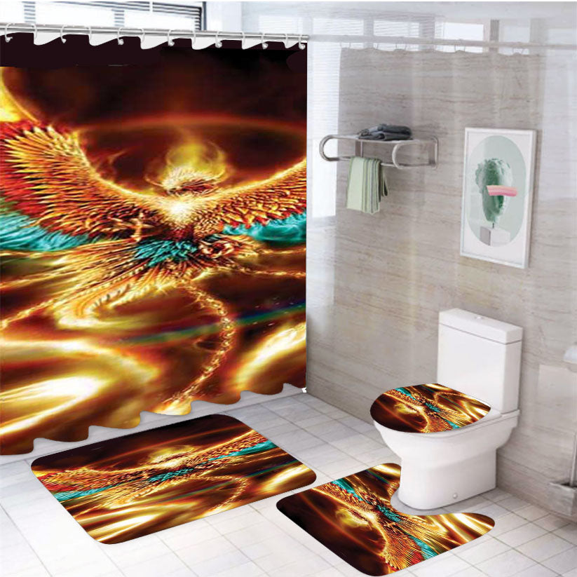 Phoenix Fire 4Pcs Bathroom Set Shower Curtain