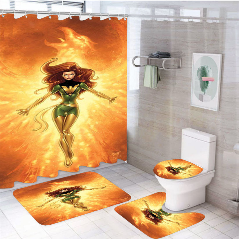 Phoenix Jean 4Pcs Bathroom Set Shower Curtain
