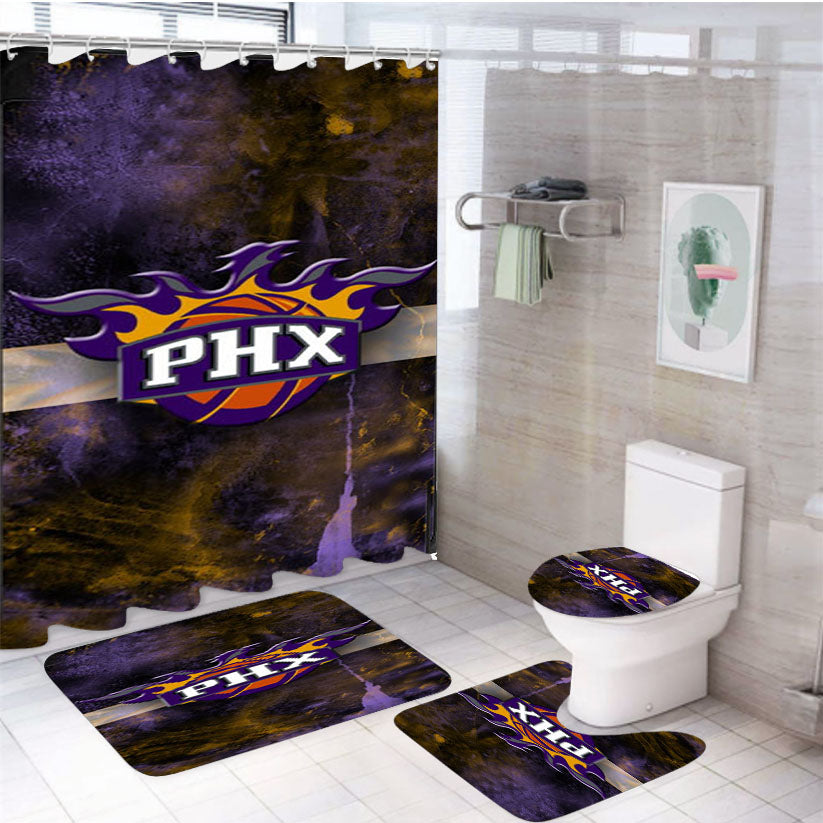 Phoenix Suns Design 4Pcs Bathroom Set Shower Curtain