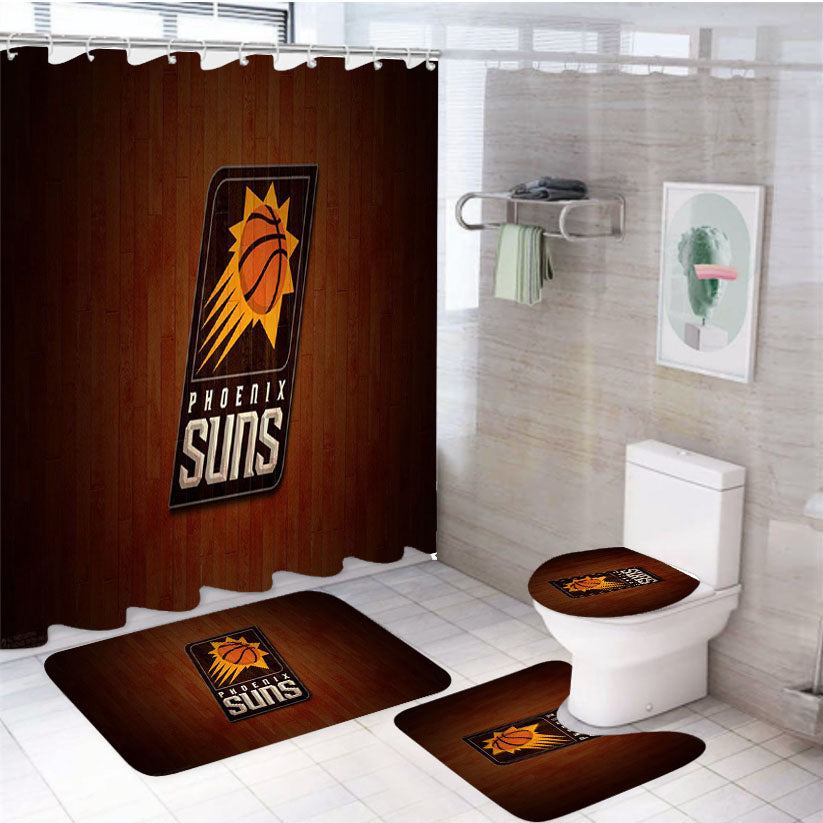 Phoenix Suns Emblem 4Pcs Bathroom Set Shower Curtain